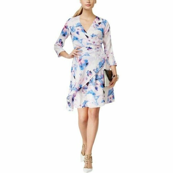 Robert Rodriguez Dresses & Skirts - Robert Rodriguez Floral Print Faux-Wrap Dress S